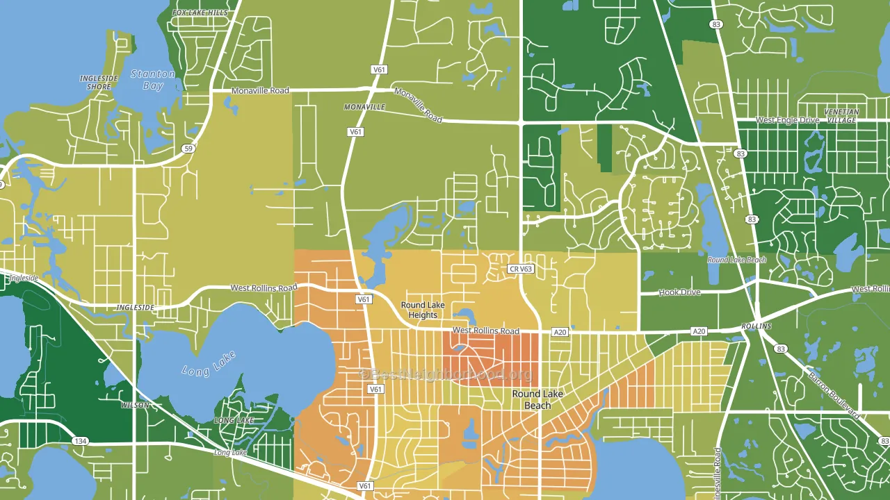 Round Lake Heights, IL block-group voter-turnout map