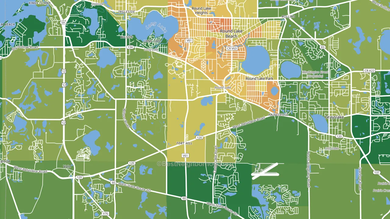 Round Lake, IL block-group voter-turnout map