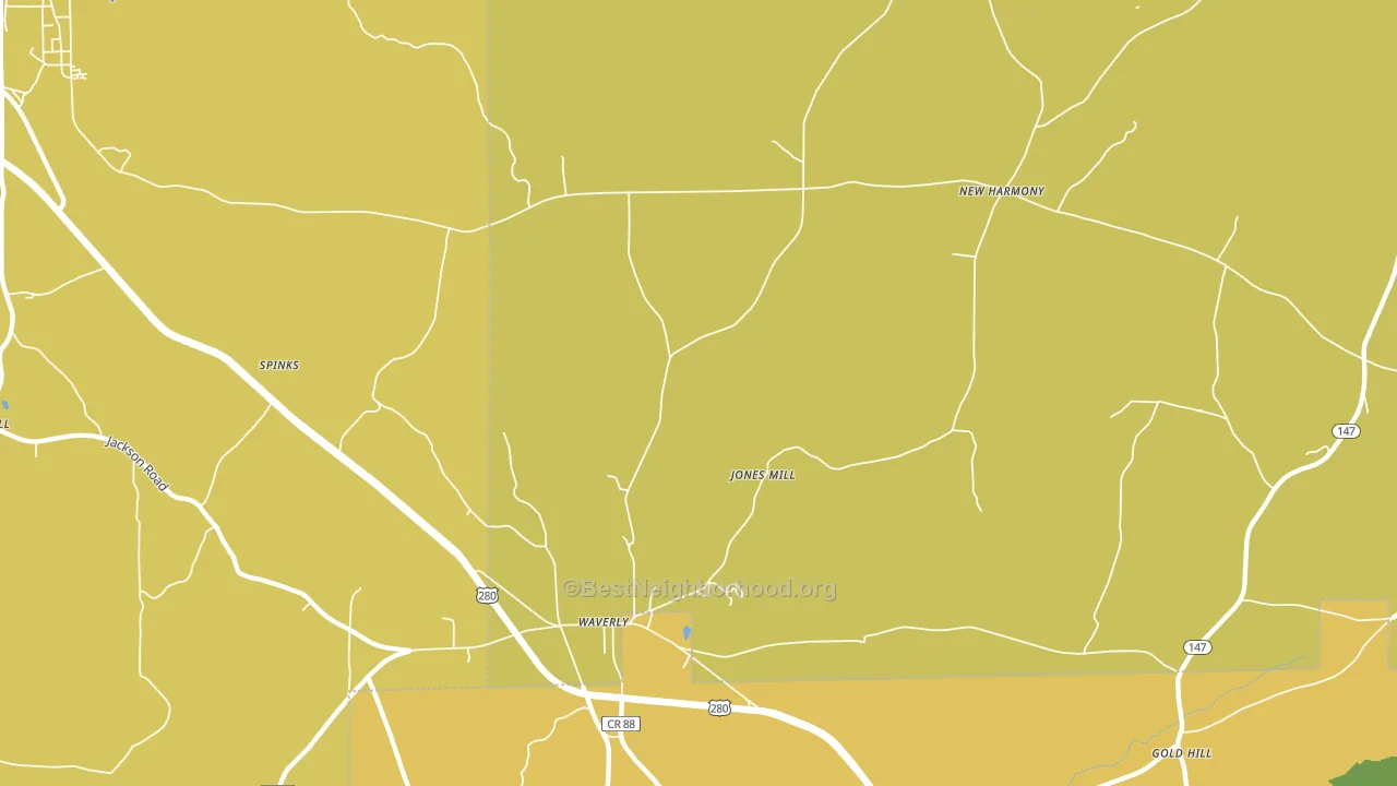 Round Mountain, AL block-group voter-turnout map