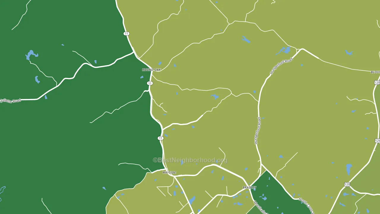 Round Oak, GA block-group voter-turnout map