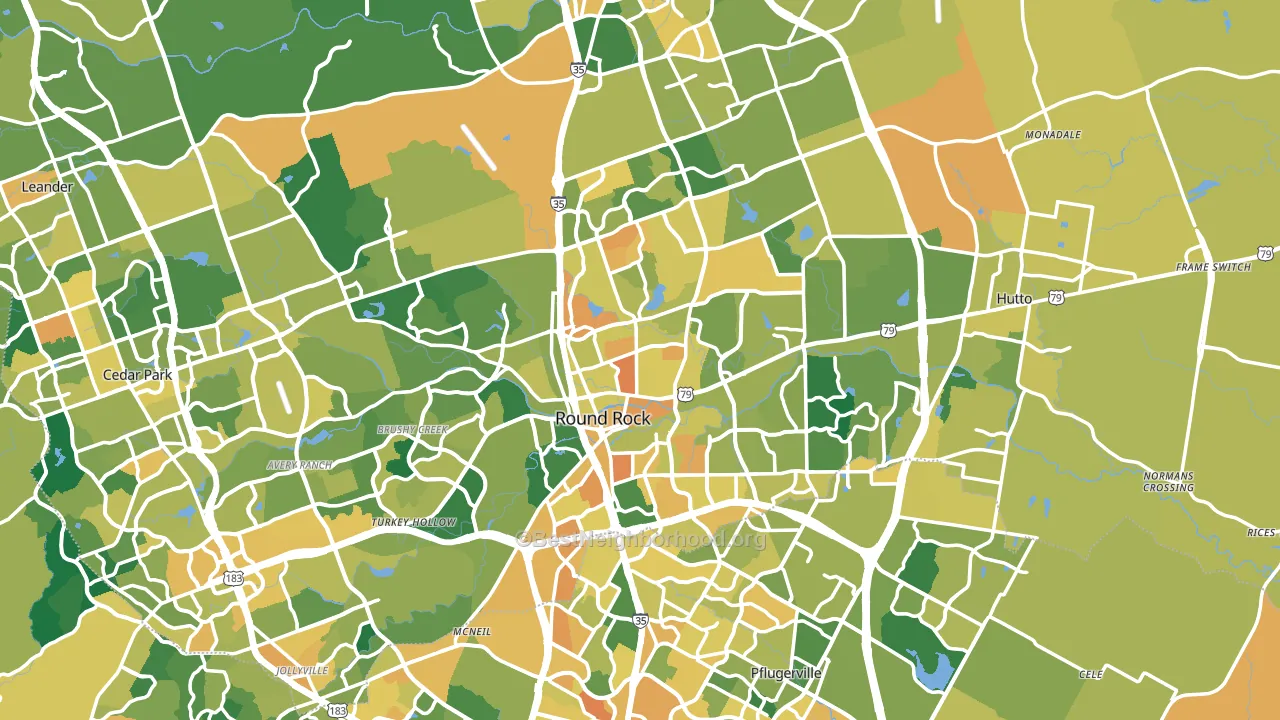 Round Rock, TX block-group voter-turnout map
