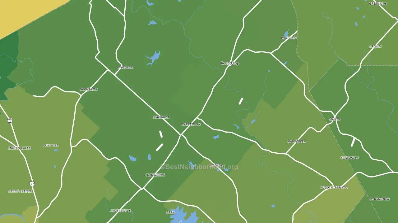 Round Top, TX block-group voter-turnout map