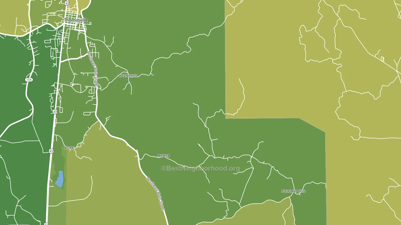 Roundhill, AL block-group voter-turnout map