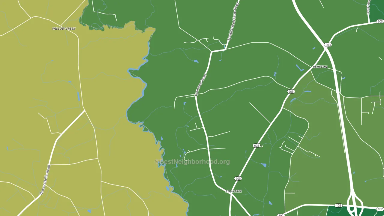 Rountree, NC block-group voter-turnout map