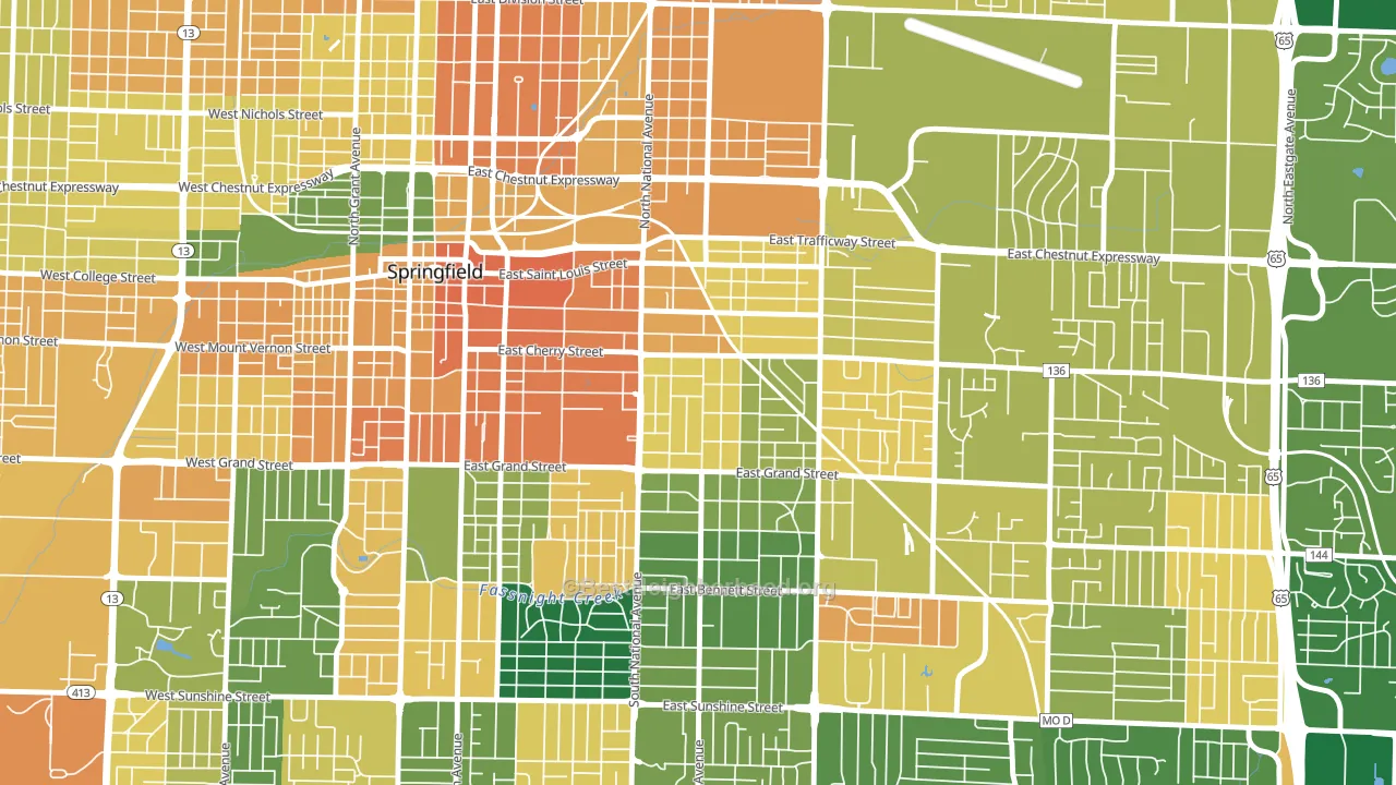 Rountree, Springfield, MO block-group voter-turnout map