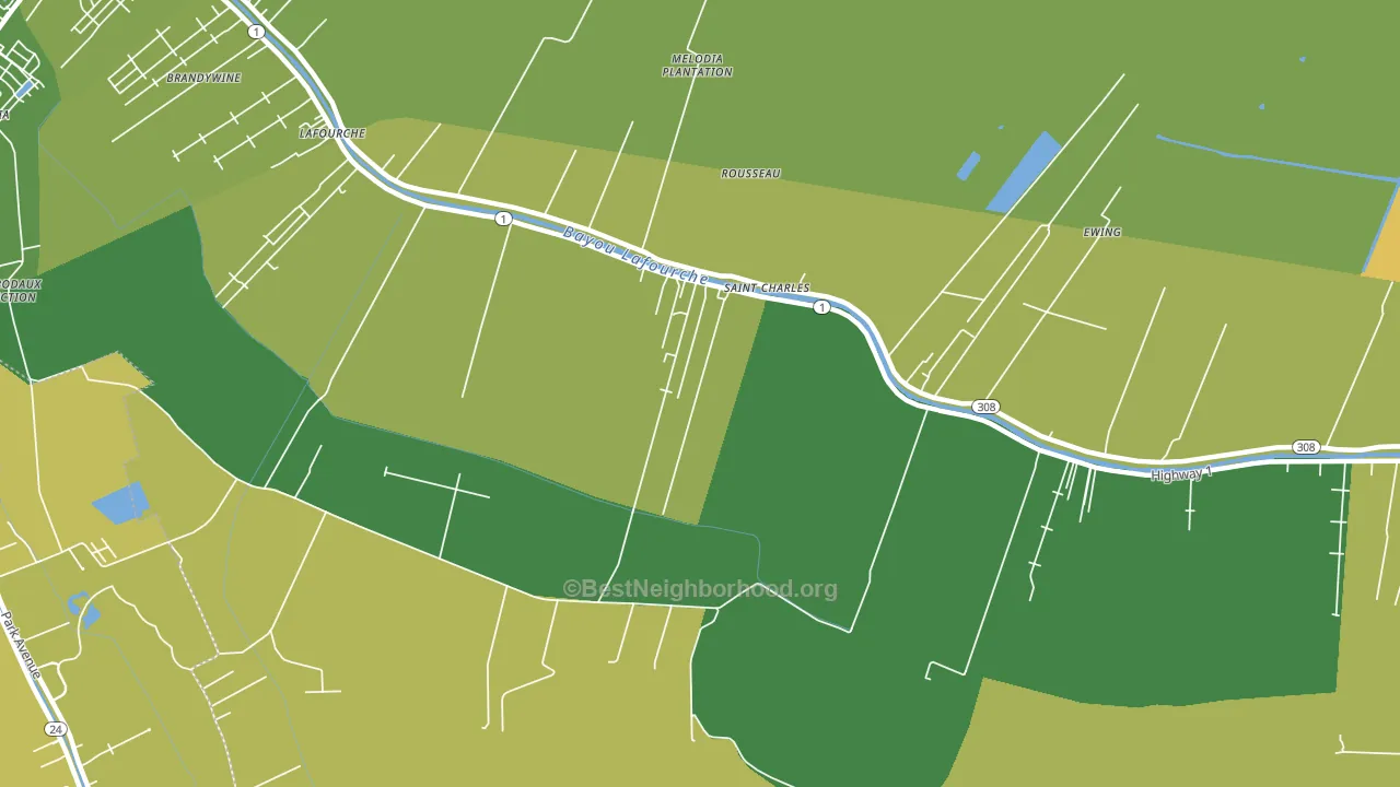 Rousseau, LA block-group voter-turnout map