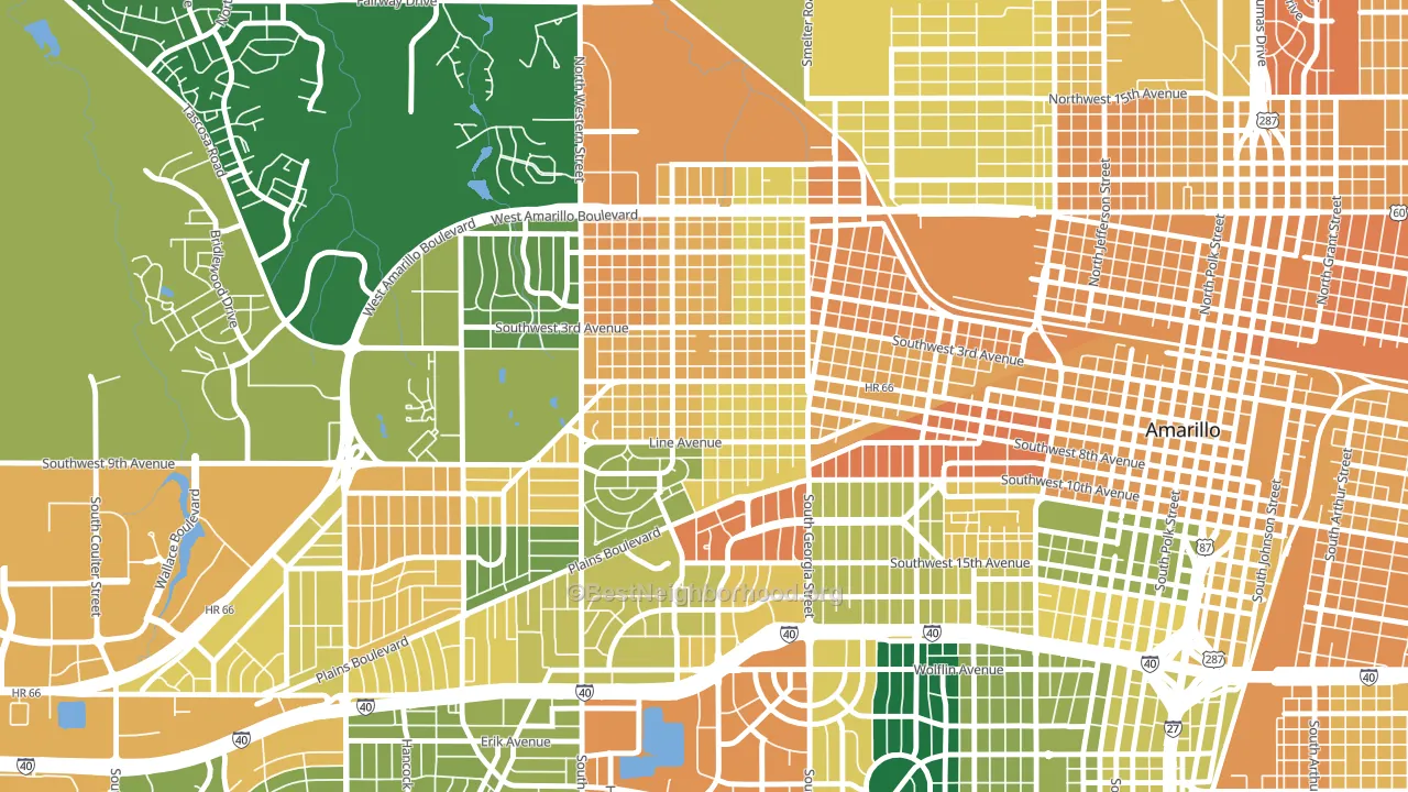 Route 66 Historic District, Amarillo, TX block-group voter-turnout map