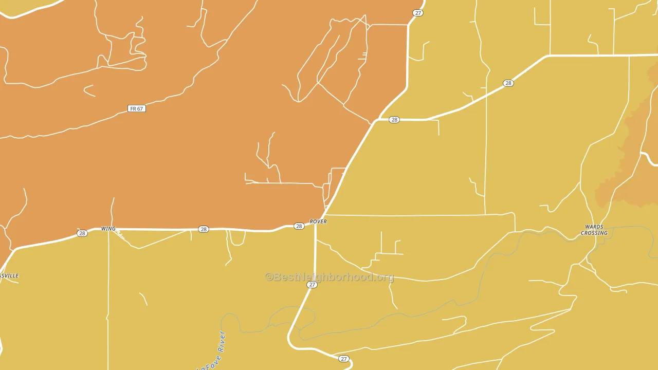 Rover, AR block-group voter-turnout map