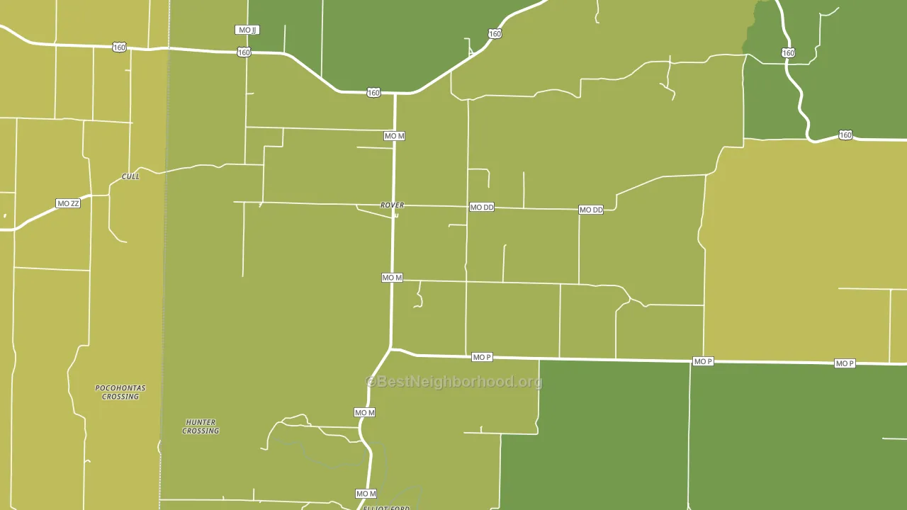 Rover, MO block-group voter-turnout map