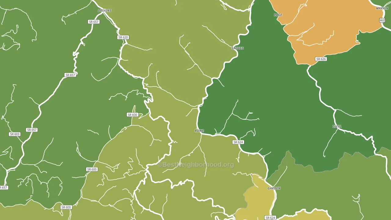 Rowe, VA block-group voter-turnout map