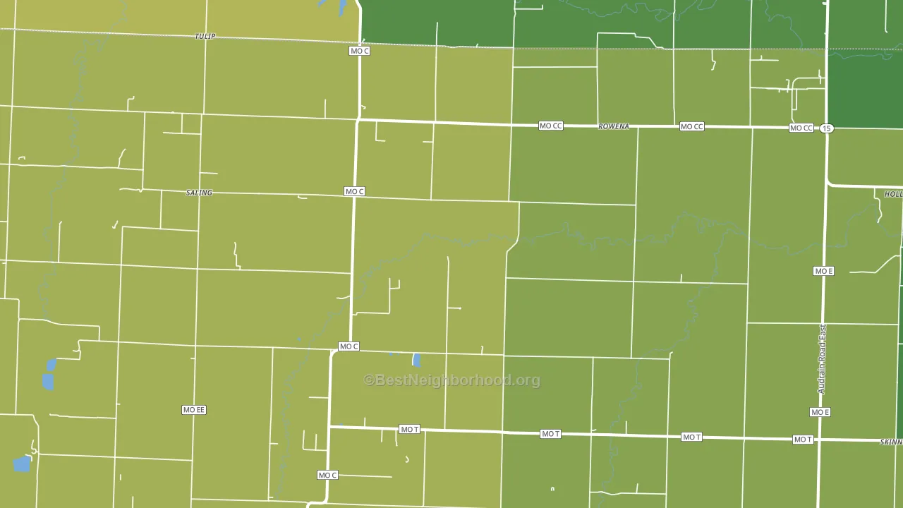 Rowena, MO block-group voter-turnout map