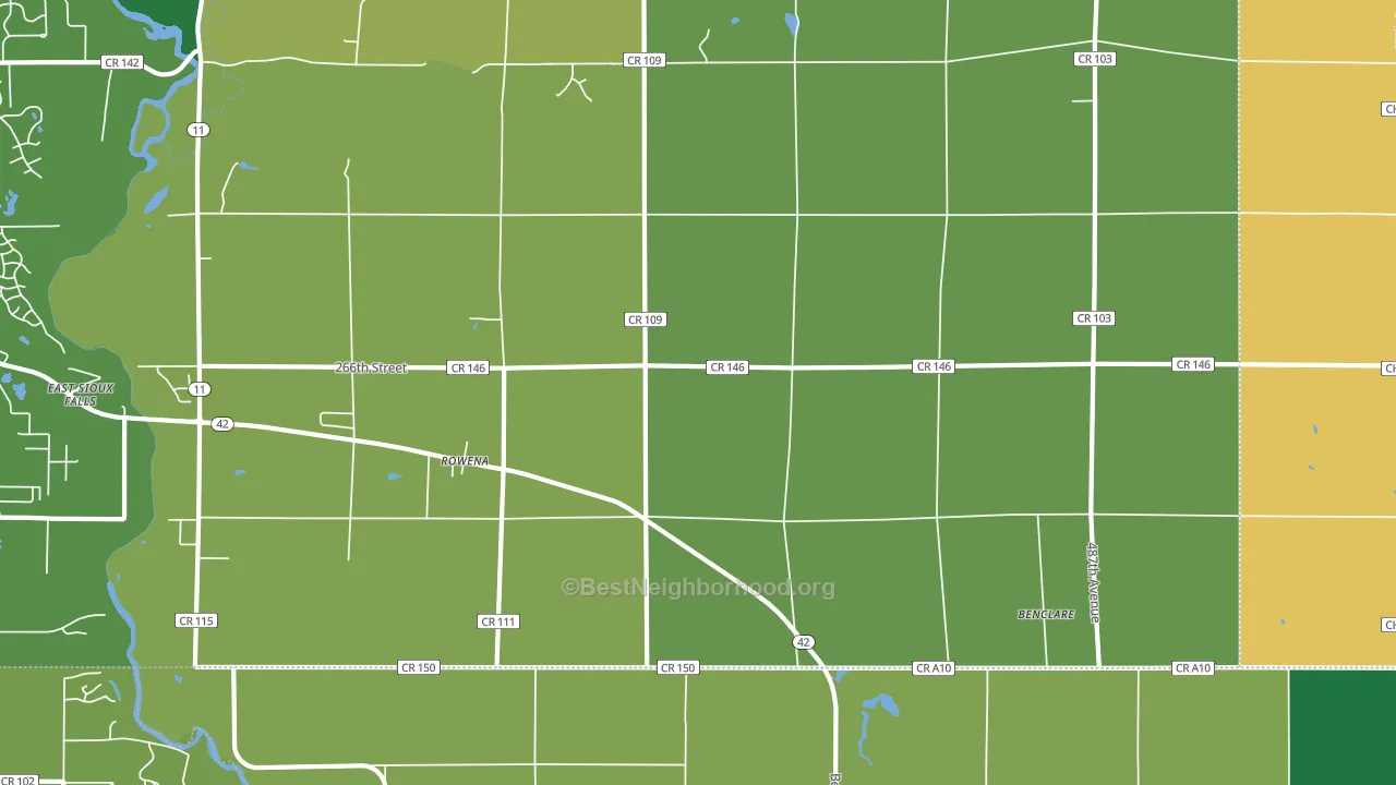 Rowena, SD block-group voter-turnout map