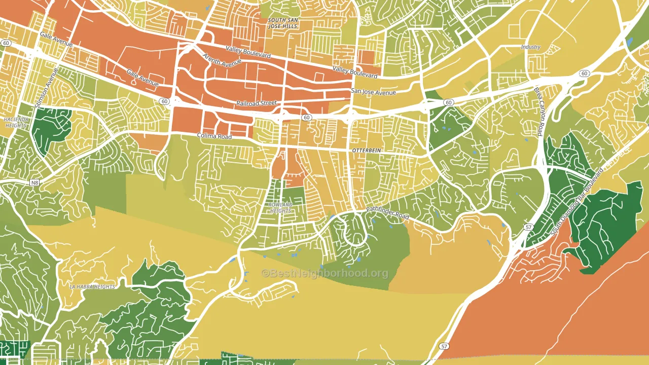 Rowland Heights, CA block-group voter-turnout map