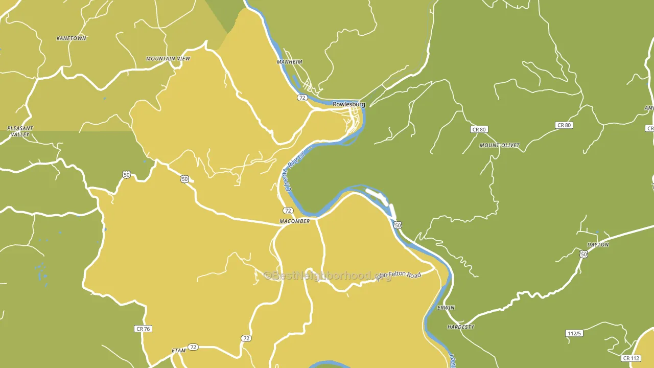 Rowlesburg, WV block-group voter-turnout map