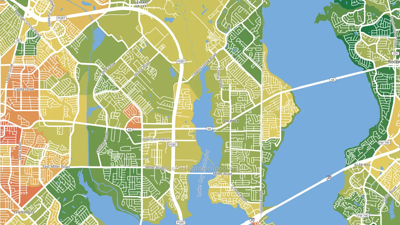Rowlett, TX block-group voter-turnout map