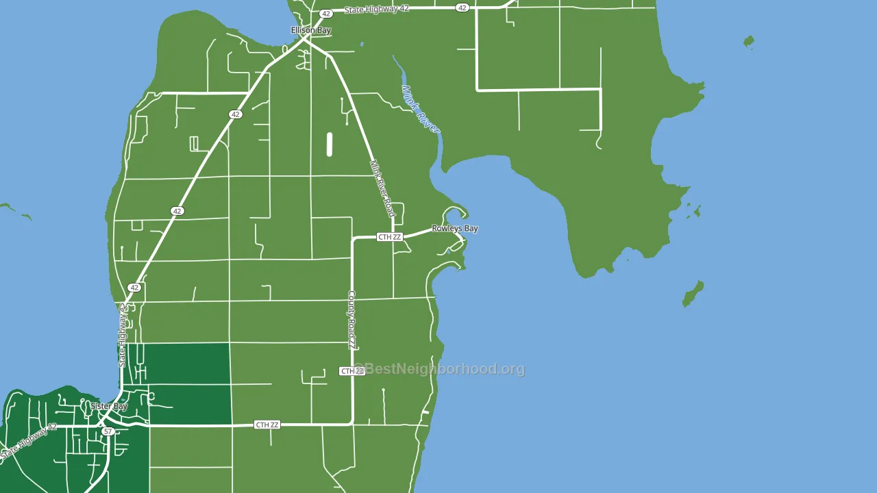 Rowleys Bay, WI block-group voter-turnout map