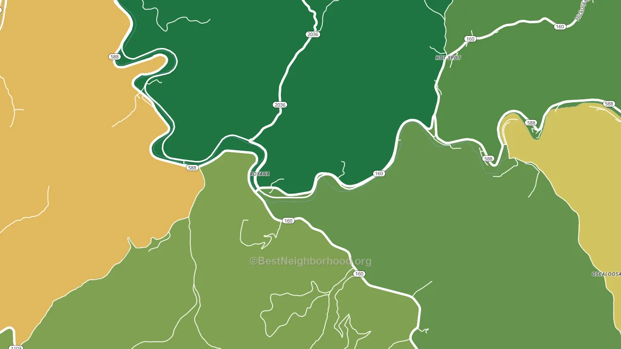 Roxana, KY block-group voter-turnout map