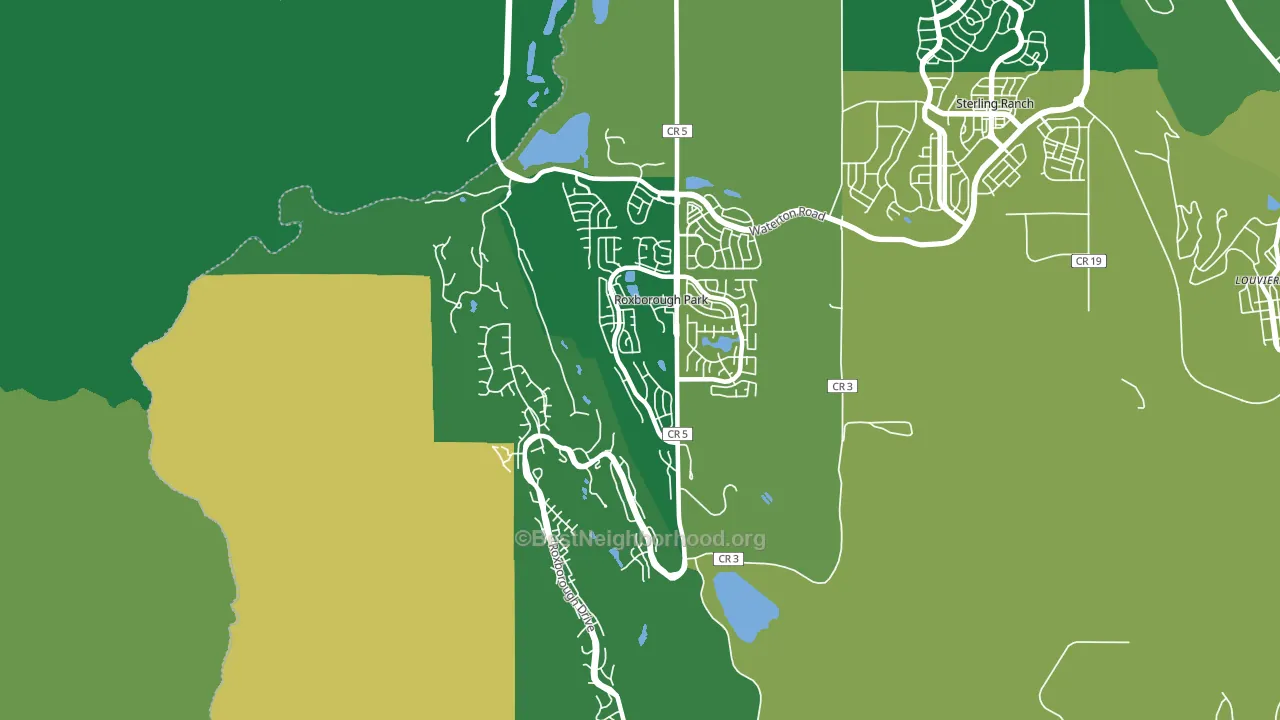 Roxborough Park, CO block-group voter-turnout map