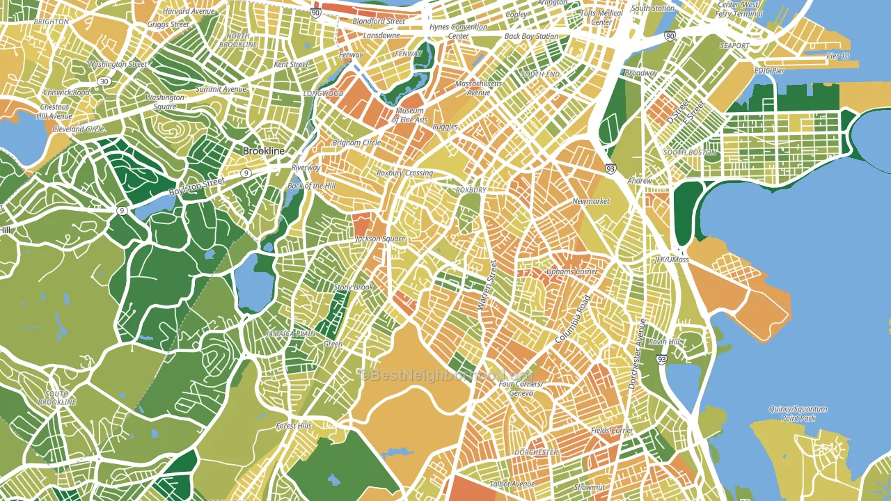 Roxbury, Boston, MA block-group voter-turnout map