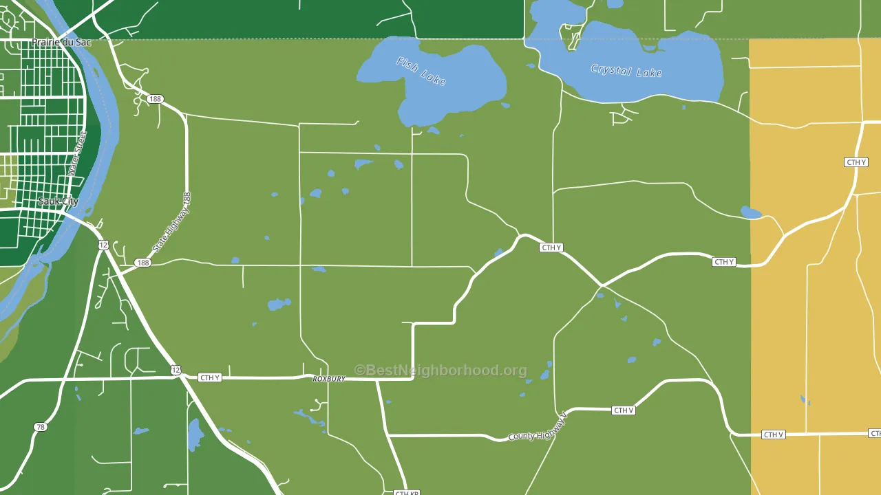 Roxbury, WI block-group voter-turnout map