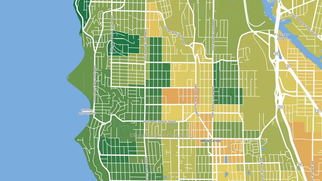 Roxhill, Seattle, WA block-group voter-turnout map