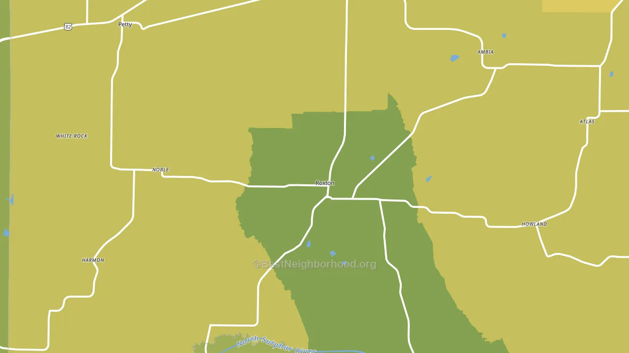Roxton, TX block-group voter-turnout map