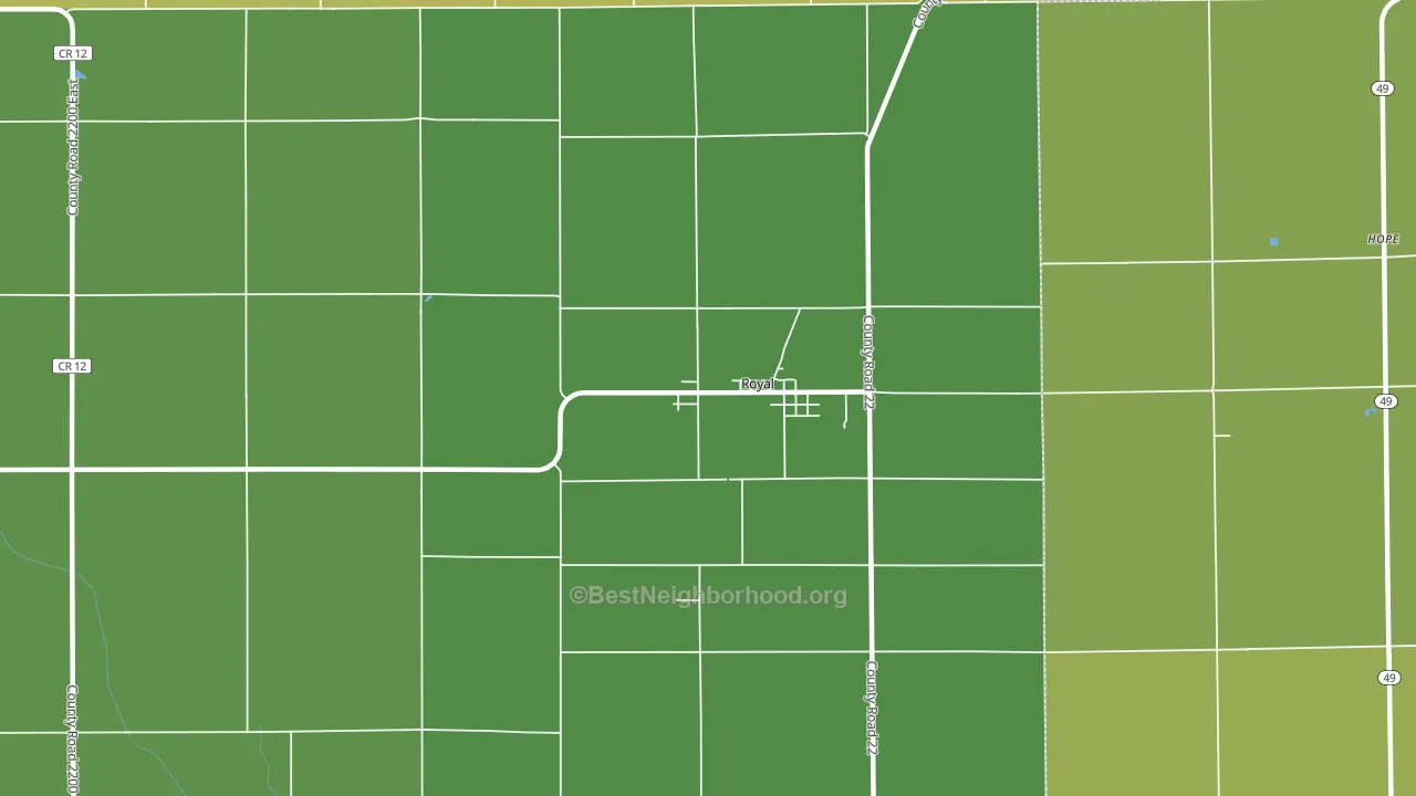 Royal, IL block-group voter-turnout map