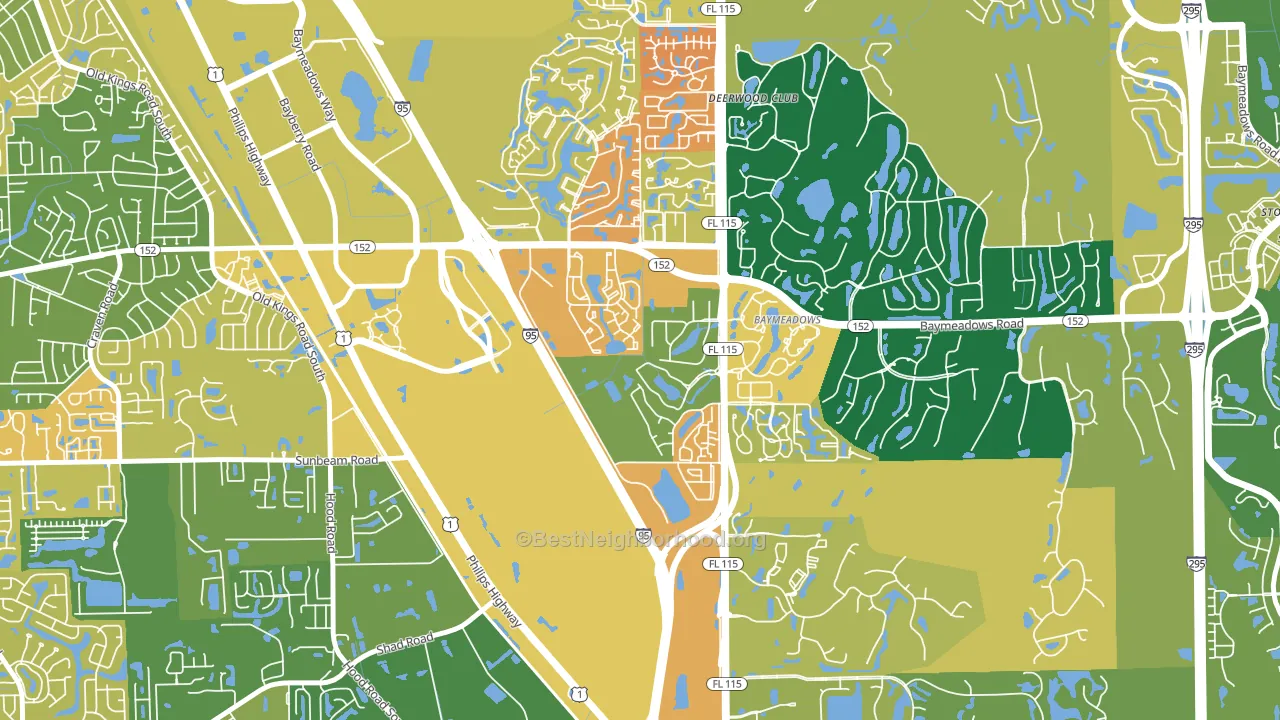 Royal Lakes, Jacksonville, FL block-group voter-turnout map