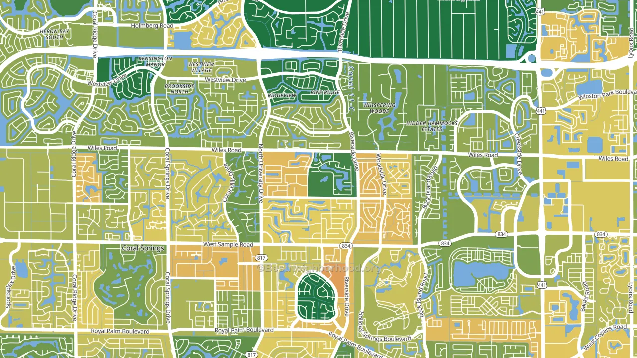Royal Land, Coral Springs, FL block-group voter-turnout map