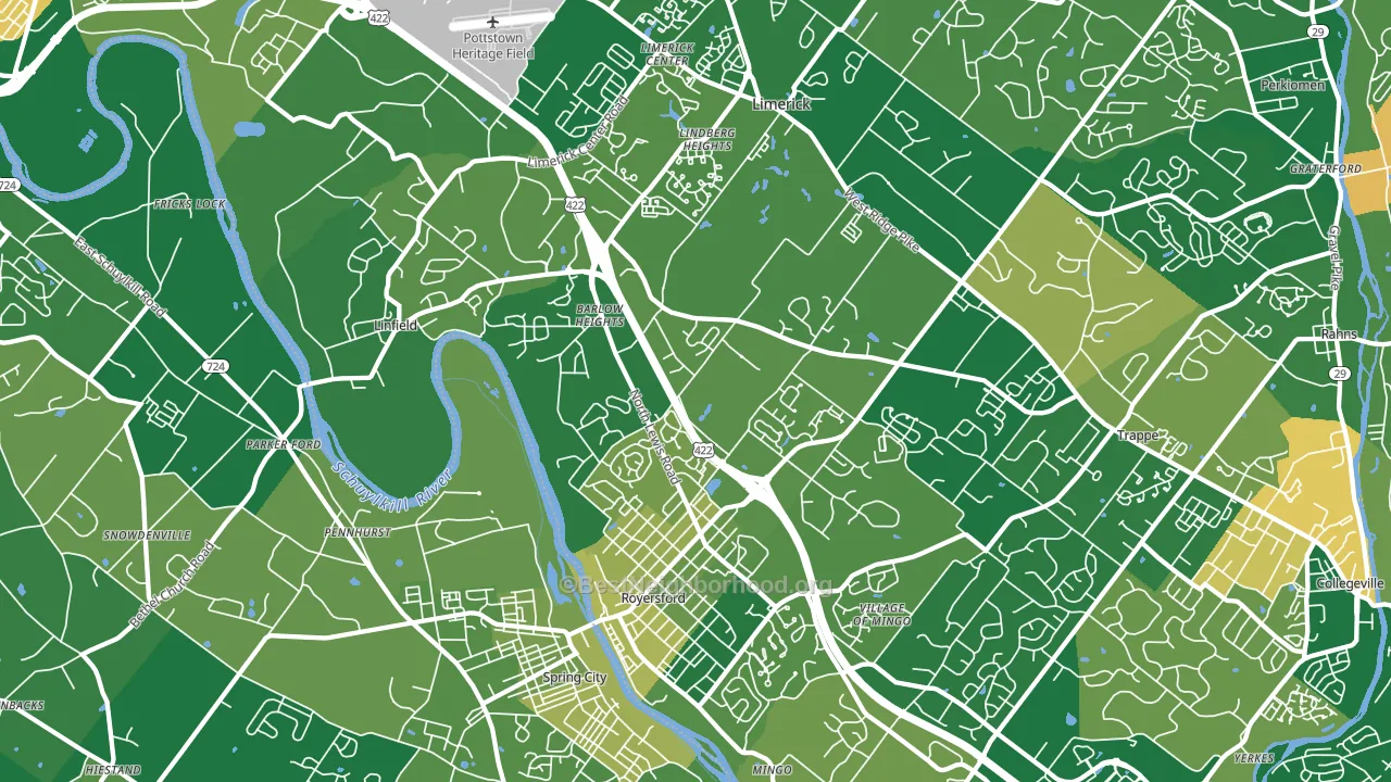 Royersford, PA block-group voter-turnout map