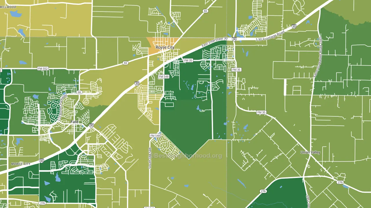 Royse City, TX block-group voter-turnout map