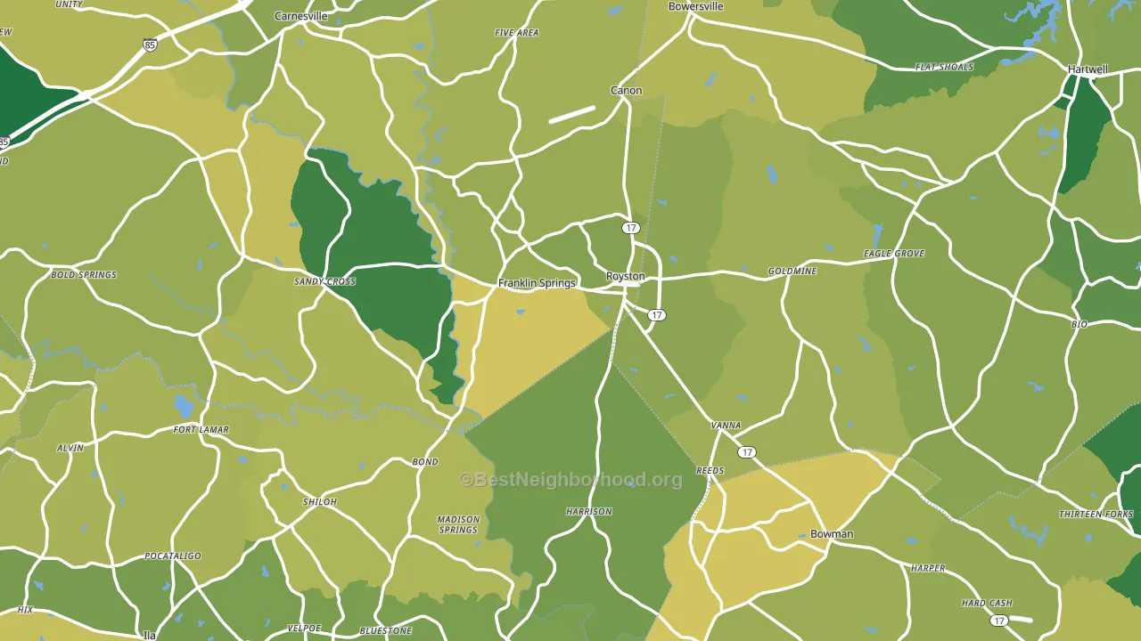Royston, GA block-group voter-turnout map