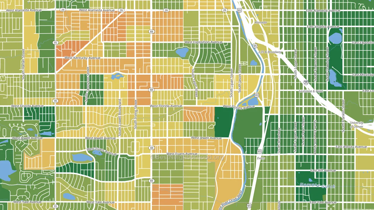 Ruby Hill, Denver, CO block-group voter-turnout map