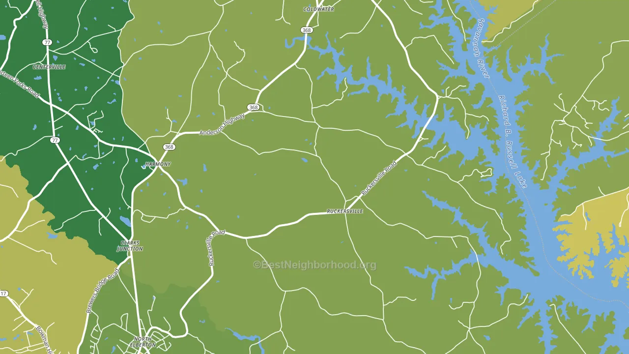 Ruckersville, GA block-group voter-turnout map