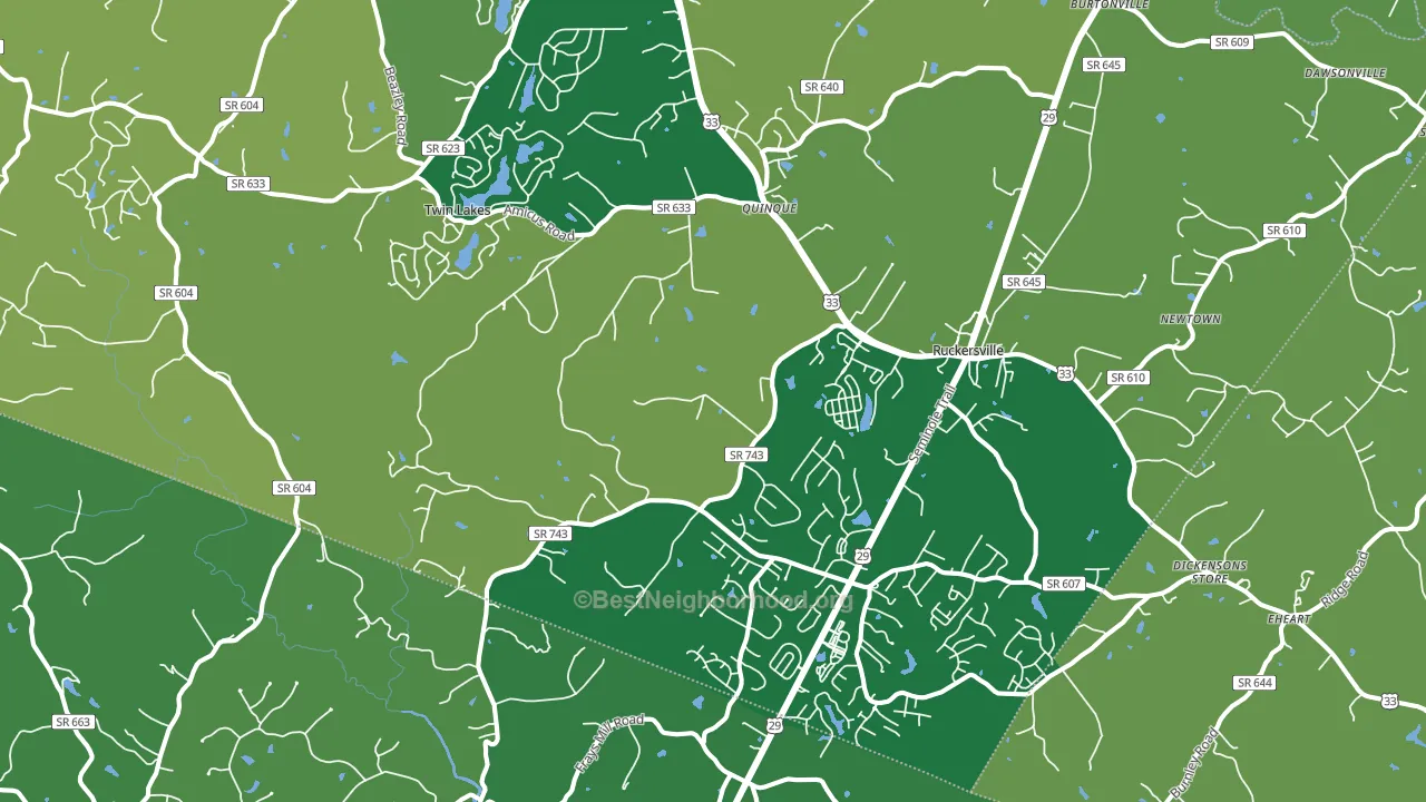 Ruckersville, VA block-group voter-turnout map