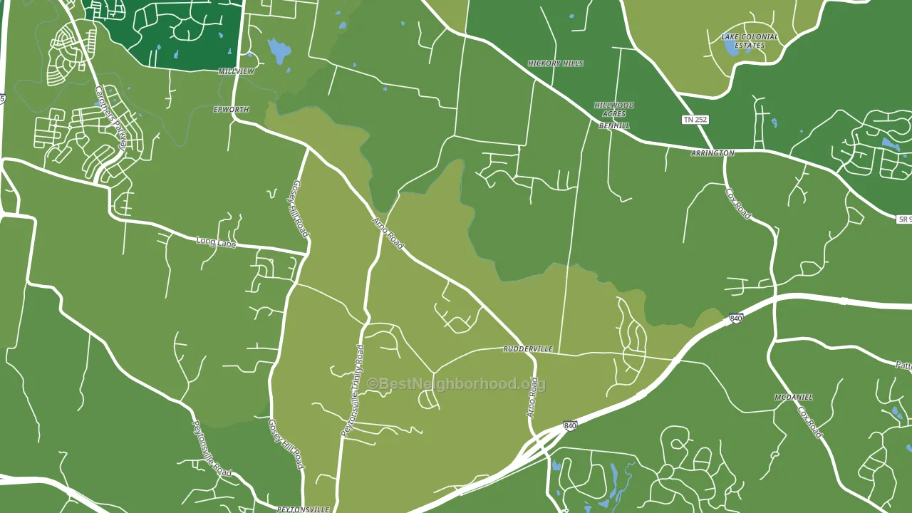 Rudderville, TN block-group voter-turnout map