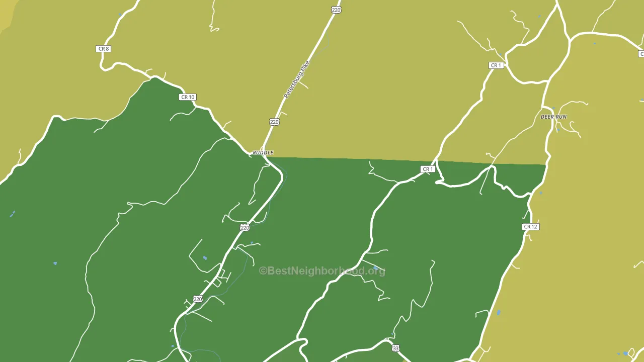 Ruddle, WV block-group voter-turnout map