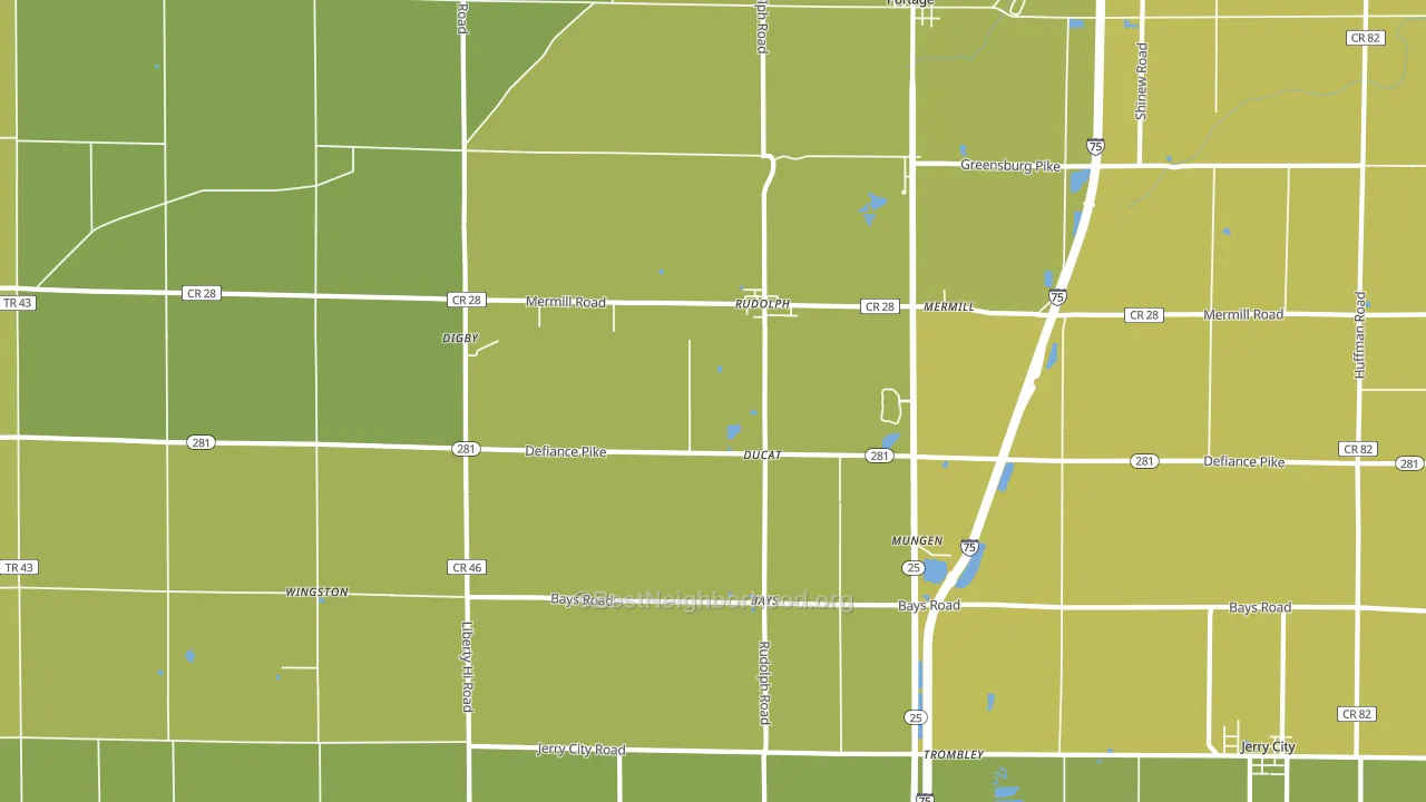 Rudolph, OH block-group voter-turnout map