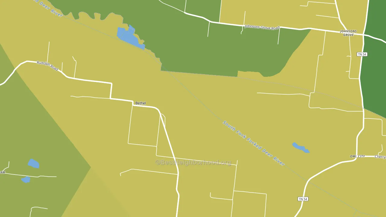Rudolph, TN block-group voter-turnout map