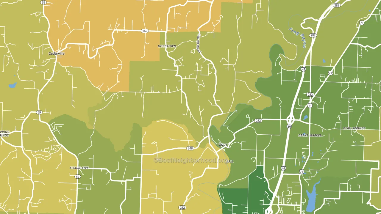 Rudy, AR block-group voter-turnout map