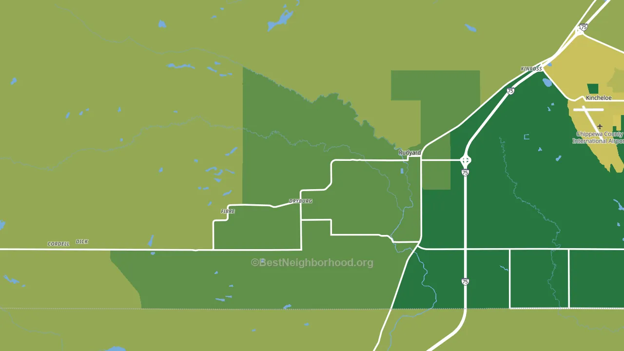 Rudyard, MI block-group voter-turnout map
