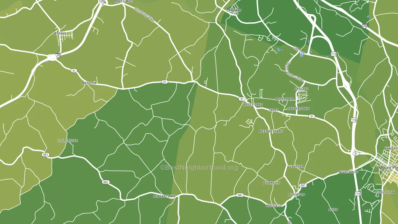 Ruffsdale, PA block-group voter-turnout map