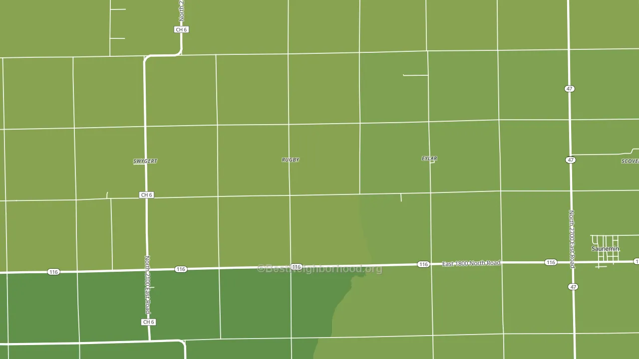 Rugby, IL block-group voter-turnout map