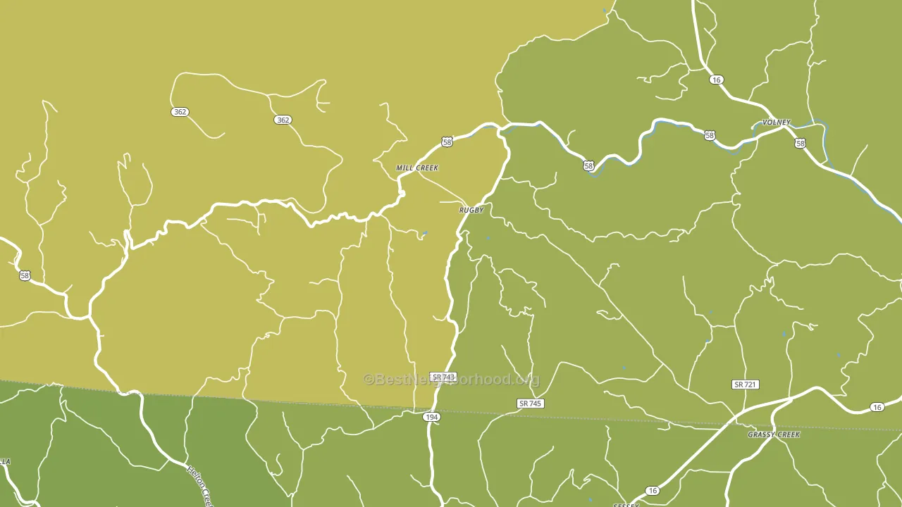 Rugby, VA block-group voter-turnout map