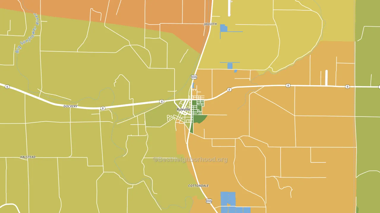 Ruleville, MS block-group voter-turnout map