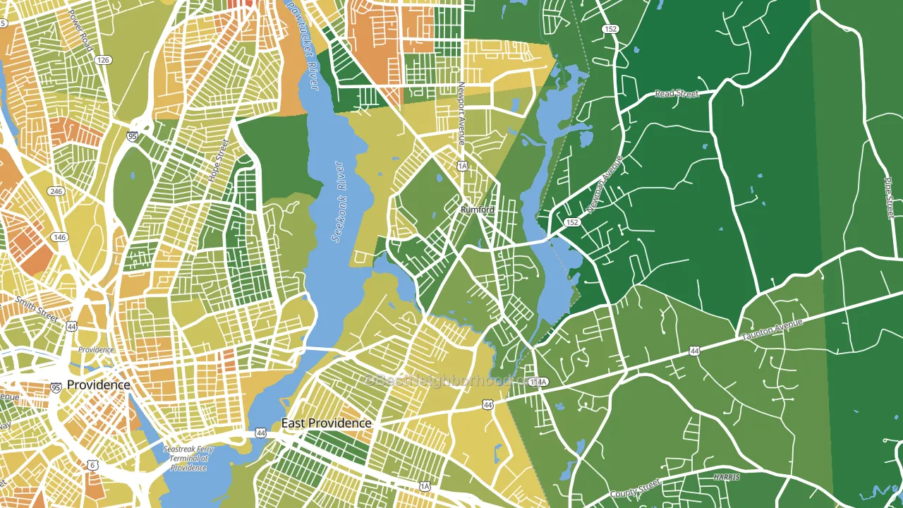 Rumford, RI block-group voter-turnout map