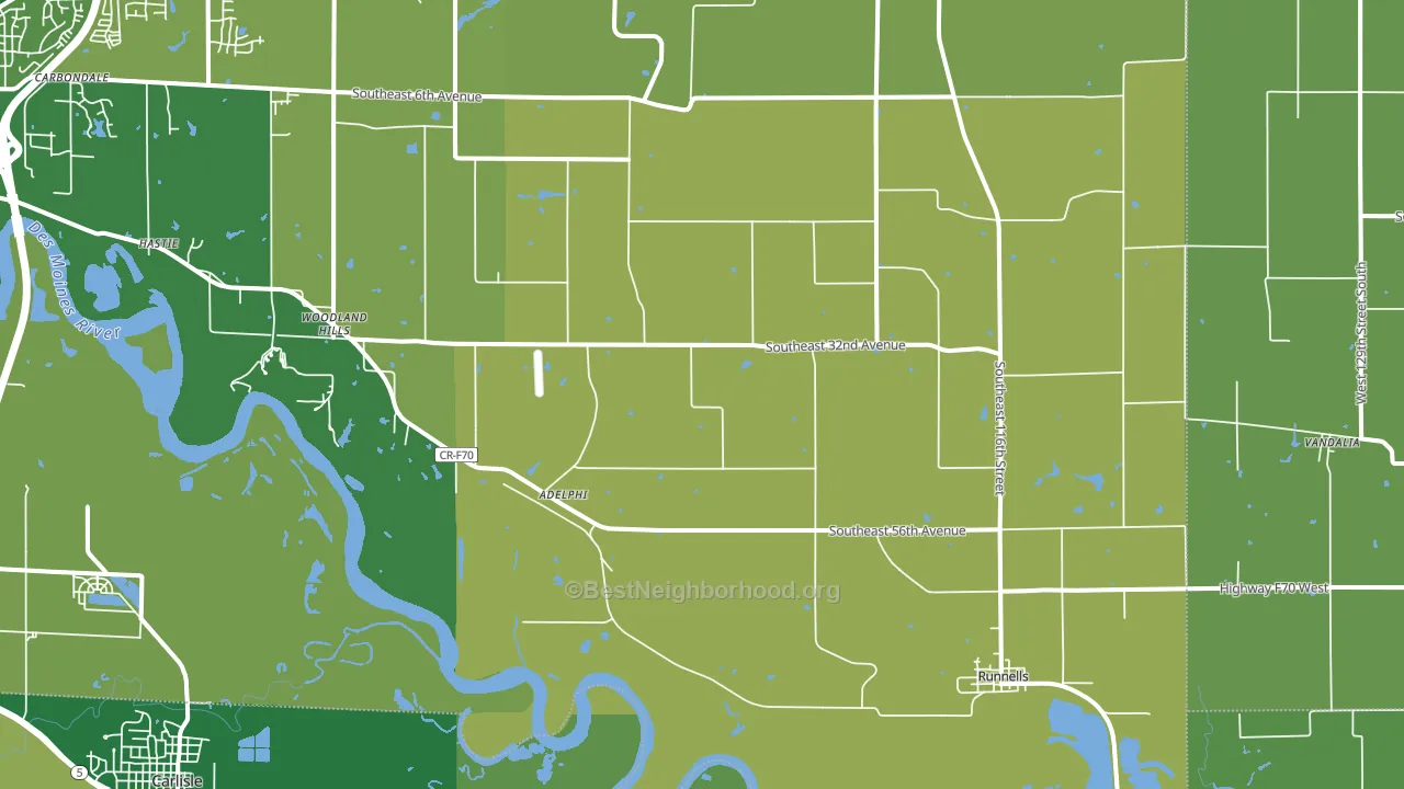 Runnells, IA block-group voter-turnout map