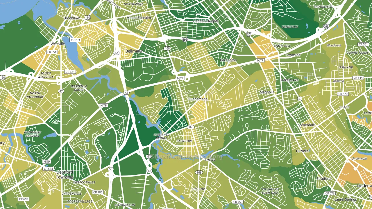 Runnemede, NJ block-group voter-turnout map