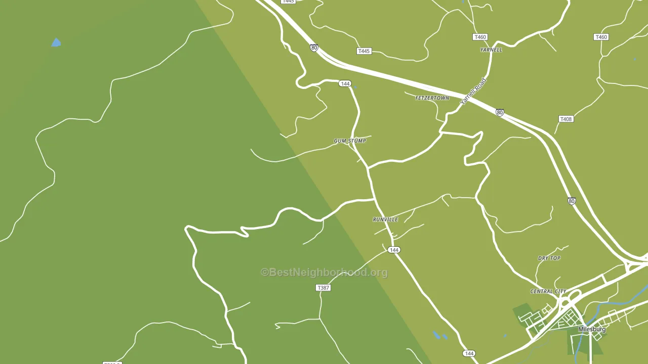 Runville, PA block-group voter-turnout map
