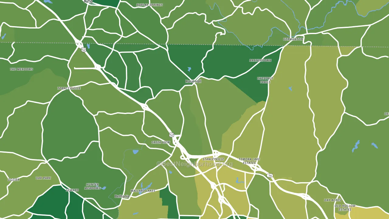 Rural Hall, NC block-group voter-turnout map